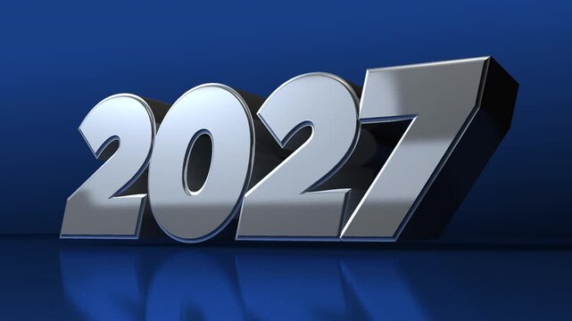 Reflective Silver 2027 New Year Typography