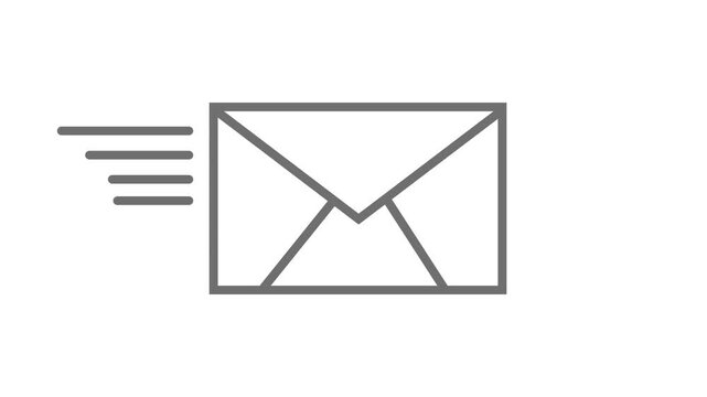 Mail email message sending envelope icon animation and white background.