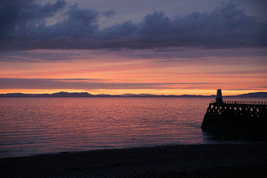 Sunset Over the Solway Firth, Maryport, Cumbria, England, UK