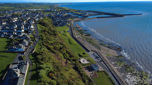 Aerial View of the Coastal Town of Maryport on the Solway Firth, Cumbria, England, UK