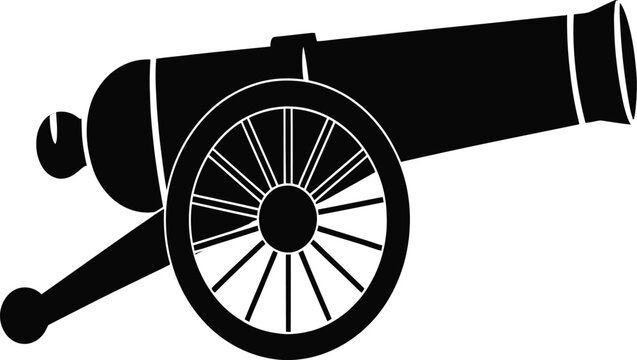 Modern cannon icon in simple editable vector style, isolated artillery symbol for military history, battlefield, defense, war games, historical illustrations and graphic design