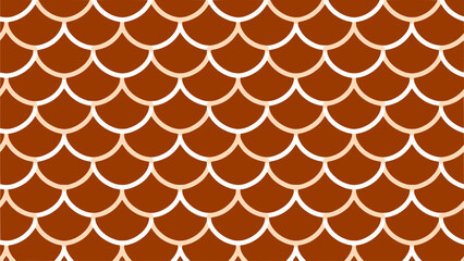 Fish scale scallop arc seamless vector pattern for sport jersey sublimation. Featuring overlapping curved arc tiles in rich rust burnt sienna with warm cream white outline on matching background. © raccoontail