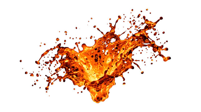Splash of orange liquid in motion for the concept of dynamism and refreshment.