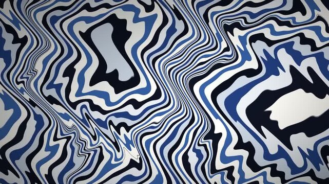 Swirling marbled paint and ink flowing in a suminagashi pattern seamless loop in vibrant indigo tones