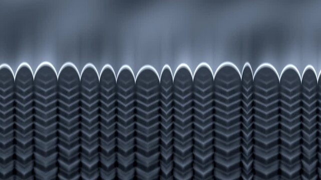 Directional Solidification Front With Columnar Dendrites And Convecting Melt, Seamless Loop in deep blue tones