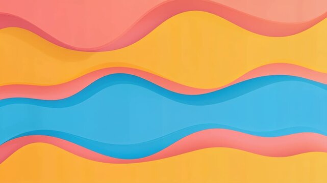 Abstract Waves of Color: A vibrant, flowing composition of abstract waves in shades of coral, golden yellow, and cerulean blue, creating a dynamic and modern graphic background.