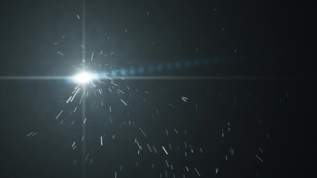 Welding Arc Spraying Hot Sparks from a Molten Metal Seam Seamless Loop in deep cyan tones