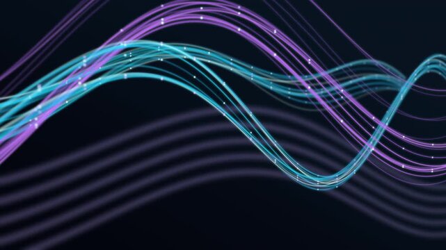 Flowing Cyan and Purple Light Strands