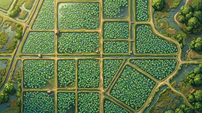 Lotus Cultivation Farm Viewed Fr