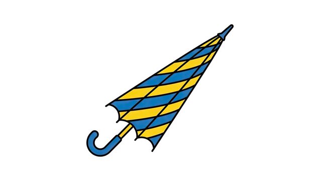 Closed blue and yellow striped umbrella illustration.