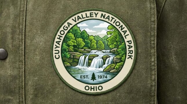 Embroidered patch of Cuyahoga Valley National Park logo.