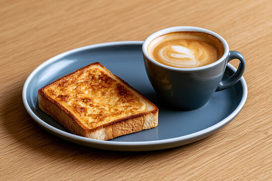 Cheese toast and coffee on the restaurant table