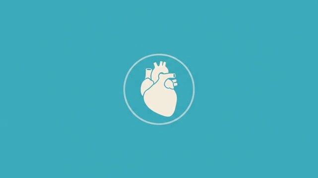 Multiple human heart icons pulsing inside circles on blue background