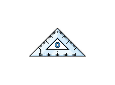 Triangular set square ruler draft measuring tool vector illustration isolated on white