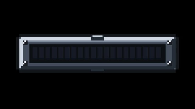 Pixel art progress bar animation sequence on black background