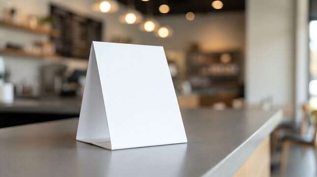 Mock up Label the blank menu frame or or booklets with white sheets paper acrylic tent card on wooden table in Bar restaurant. Can inserting the text of the customer.