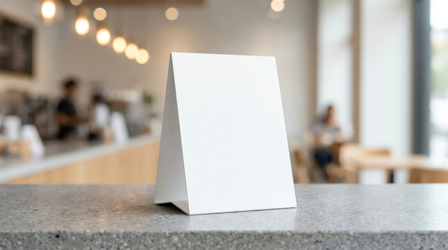 Mock up Label the blank menu frame or or booklets with white sheets paper acrylic tent card on wooden table in Bar restaurant. Can inserting the text of the customer.