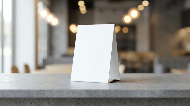 Mock up Label the blank menu frame or or booklets with white sheets paper acrylic tent card on wooden table in Bar restaurant. Can inserting the text of the customer.