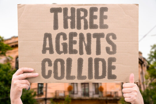 "Three agents collide" Multiple AIs create conflicting changes. COORDINATION. CONFLICTS. INTEGRATION. SYSTEMS. ARCHITECTURE.