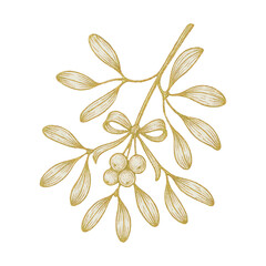 Obraz premium PNG Elegant golden mistletoe illustration.