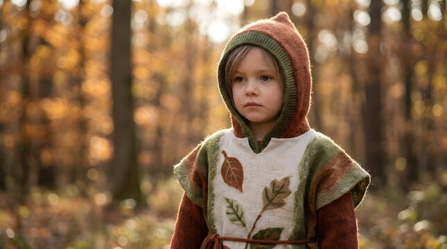 Portrait of a Child in Rustic Woodland Costume