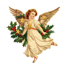 Obraz premium PNG Vintage angel Christmas illustration