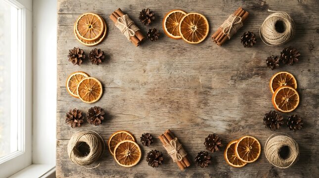 Rustic Autumn Cinnamon and Dried Orange Frame