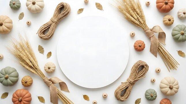 Autumn Themed Background with Blank Circular Space