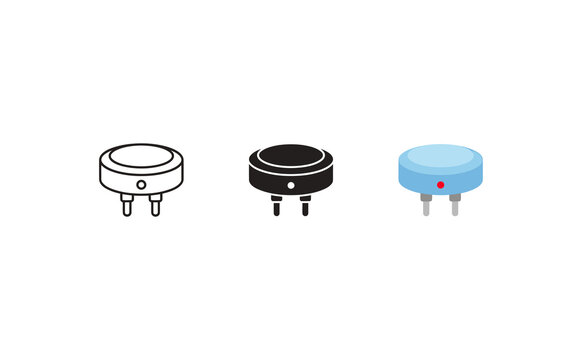 Minimalist quartz crystal resonator electronic components in outline and color styles