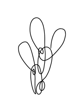 Cactus de nopal abstracto en dibujo de una sola l&iacute;nea