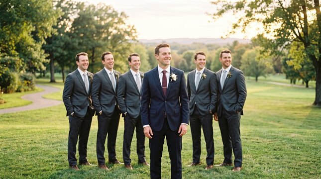 Groom and Groomsmen Celebrations: Smoke Flares, Jumping, Party Carrying, and Group Portraits