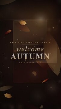 Welcome Autumn Collection Seasonal Leaves and Elegant Typography on a Dark Background.