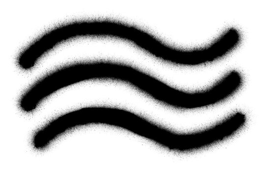 Wavey grunge lines - black spray paint isolated texture