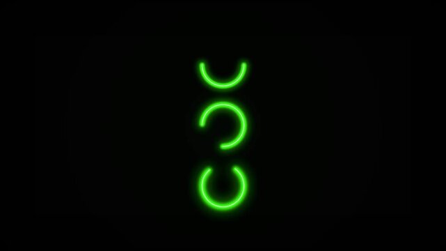 Glowing green runes with vibrant neon illumination on a dark black background, concept for sci-fi interface design, ideal for gaming backgrounds and technology presentations