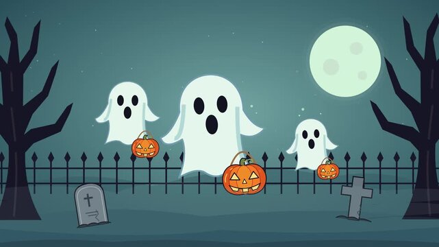 Halloween 4K Seamless Loop Background - Ghost Parade