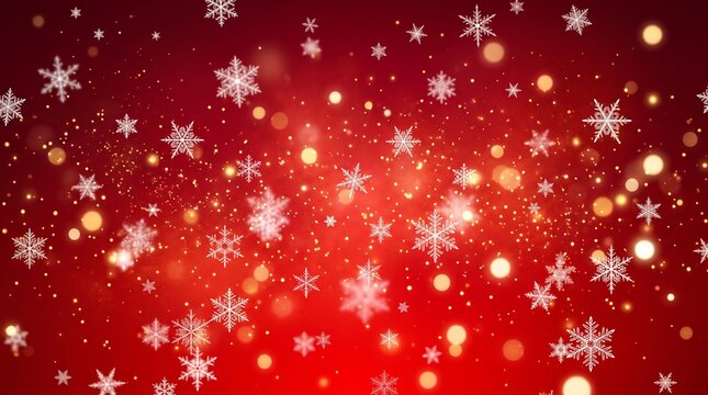 red christmas background with snowflakes and golden shiny stars, christmas and new year holiday vertical social media wallpaper
