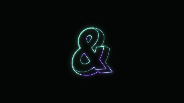  Ampersand Neon Text Seamless Loop 4K with Black Background Animated Promotional Typography for Video Editing