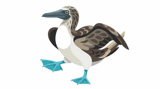 Illustration of a bluefooted booby bird walking.