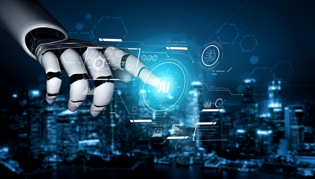AI system interacting with artificial intelligence interface, processing data, executing algorithms, and enhancing automation with advanced artificial intelligence functions. Vouch