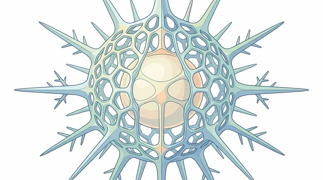 Microscopic Radiolarian Protozoa Skeleton Illustration.