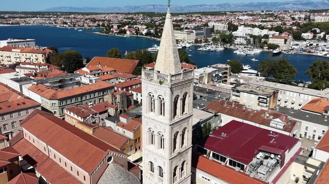 Church Bell Tower Above Zadar Old Town, Croatia