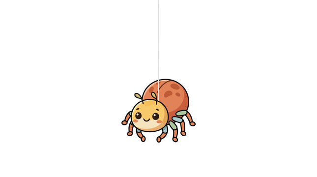 Cartoon Spider Hanging from a Thread.