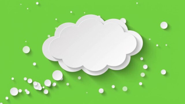 Moving White Cloud Thought Balloon Animation on Green Screen Chroma Key