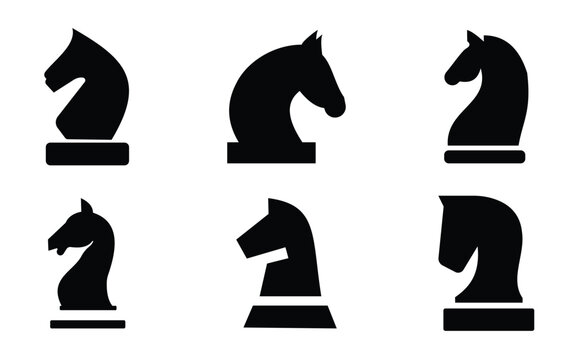 Silhouette of chess pieces icon set king, queen, bishop, rook, knight and pawn vector illustration 