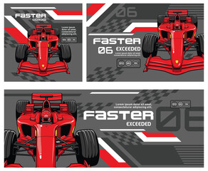 Fototapeta premium Formula One racing faster car banner vector illustration