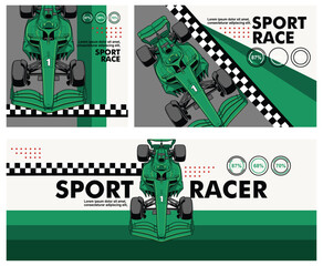 Fototapeta premium Formula One racing green car banner vector illustration
