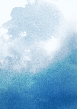 Abstract blue watercolor background with soft washes, textured paper, gentle gradients and airy white space, suitable for stationery, branding, posters, invitations and creative designs.