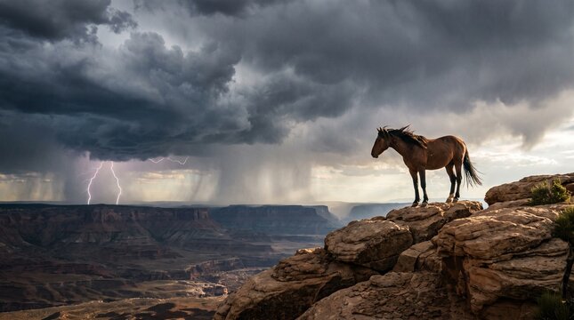 Wild mustang on a ridge