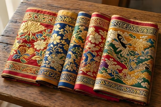 Traditional Shu Brocade Silk Textile with Intricate Woven Patterns