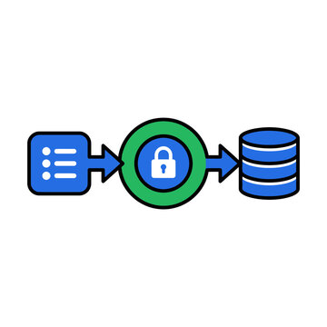 Data Encryption and Secure Database Storage Vector Illustration with Lock and Server Icons